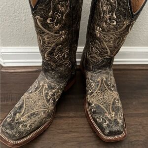 Brown and Tan embroidered western Boots